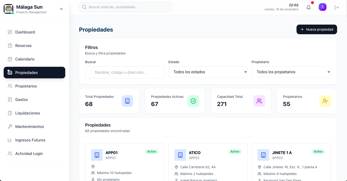 Software Gestión - Málaga Sun Apartments